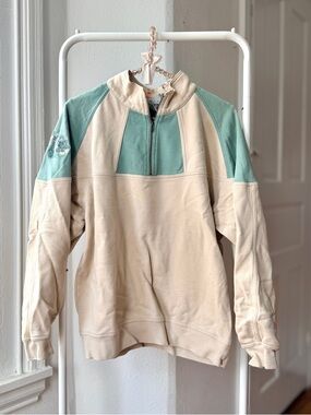 Vintage Izod Club pullover quarter zip colorblock floral detail golf sweatshirt